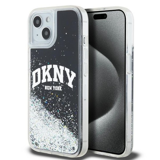 Husa pentru iPhone 15 Plus - DKNY Hardcase Liquid Glitter Big Logo (DKHCP15MLBNAEK) - Black