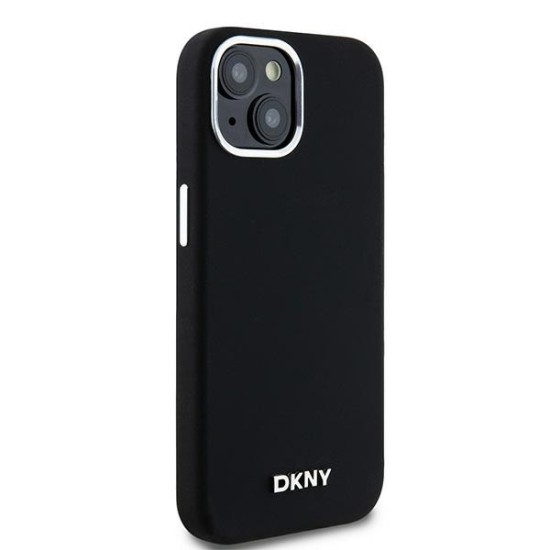 Husa pentru iPhone 15 Plus - DKNY Hardcase Liquid Silicone Small Metal Logo MagSafe (DKHMP15MSMCHLK) - Black