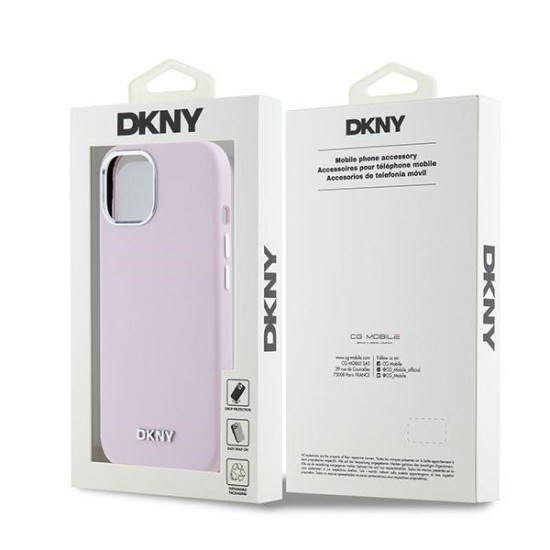 Husa pentru iPhone 15 Plus - DKNY Hardcase Liquid Silicone Small Metal Logo MagSafe (DKHMP15MSMCHLP) - Pink