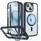 Husa pentru iPhone 15 Plus + Folie - ESR Armor Tough Kickstand HaloLock - Clear Dark Blue Husa pentru iPhone 15 Plus + Folie - ESR Armor Tough Kickstand HaloLock - Clear Dark Blue