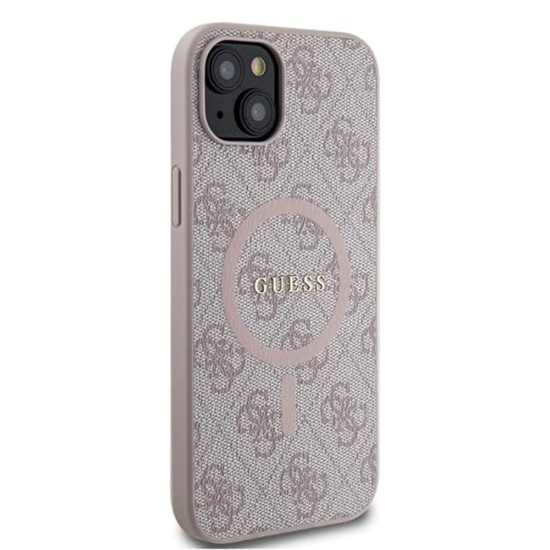 Husa pentru iPhone 15 Plus / iPhone 14 Plus - Guess 4G Collection Leather MagSafe (GUHMP15MG4GFRP) - Pink