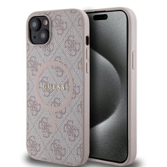 Husa pentru iPhone 15 Plus / iPhone 14 Plus - Guess 4G Collection Leather MagSafe (GUHMP15MG4GFRP) - Pink Husa pentru iPhone 15 Plus / iPhone 14 Plus - Guess 4G Collection Leather MagSafe (GUHMP15MG4GFRP) - Pink