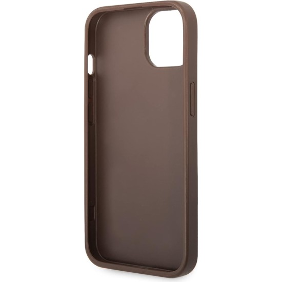 Husa pentru iPhone 15 Plus / iPhone 14 Plus - Guess Hardcase 4G Big Metal Logo (GUHCP15M4GMGBR) - Brown