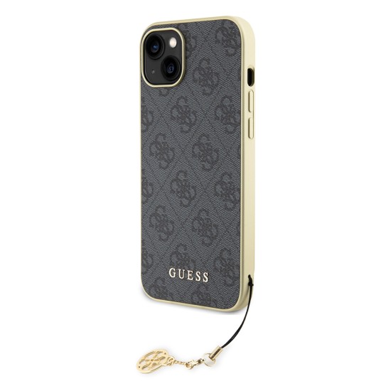 Husa pentru iPhone 15 Plus / iPhone 14 Plus - Guess Hardcase 4G Charms Collection (GUHCP15MGF4GGR) - Grey