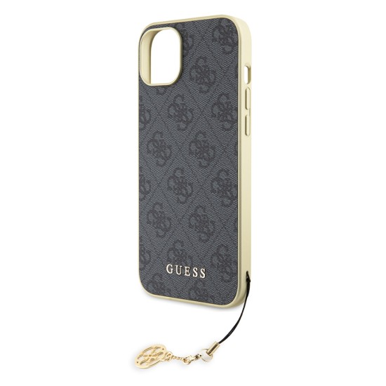 Husa pentru iPhone 15 Plus / iPhone 14 Plus - Guess Hardcase 4G Charms Collection (GUHCP15MGF4GGR) - Grey