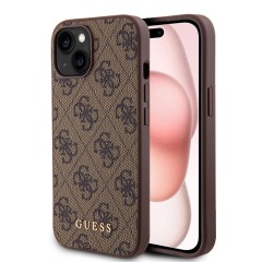 Husa pentru iPhone 15 Plus / iPhone 14 Plus - Guess Hardcase 4G Metal Gold Logo (GUHCP15MG4GFBR) - Brown Husa pentru iPhone 15 Plus / iPhone 14 Plus - Guess Hardcase 4G Metal Gold Logo (GUHCP15MG4GFBR) - Brown