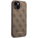 Husa pentru iPhone 15 Plus / iPhone 14 Plus - Guess Hardcase 4G Metal Gold Logo (GUHCP15MG4GFBR) - Brown