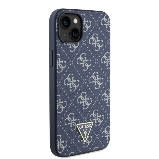 Husa pentru iPhone 15 Plus / iPhone 14 Plus - Guess Hardcase 4G Triangle Metal Logo (GUHCP15MPG4GPB) - Blue