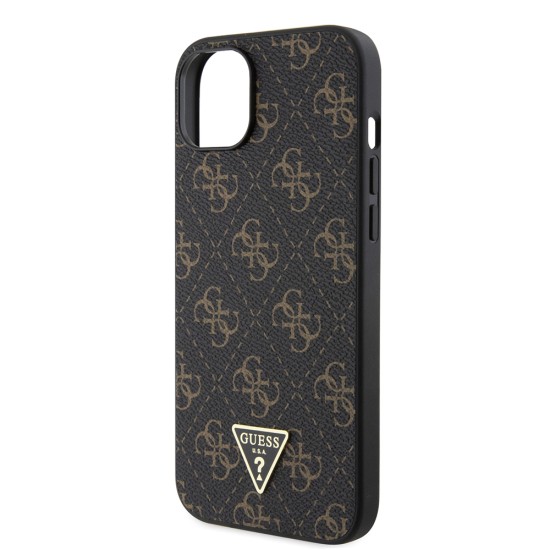 Husa pentru iPhone 15 Plus / iPhone 14 Plus - Guess Hardcase 4G Triangle Metal Logo (GUHCP15MPG4GPK) - Black