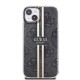 Husa pentru iPhone 15 Plus / iPhone 14 Plus - Guess Hardcase IML 4G Gold Stripe (GUHCP15MH4PSEGK) - Black