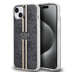 Husa pentru iPhone 15 Plus / iPhone 14 Plus - Guess Hardcase IML 4G Gold Stripe (GUHCP15MH4PSEGK) - Black Husa pentru iPhone 15 Plus / iPhone 14 Plus - Guess Hardcase IML 4G Gold Stripe (GUHCP15MH4PSEGK) - Black