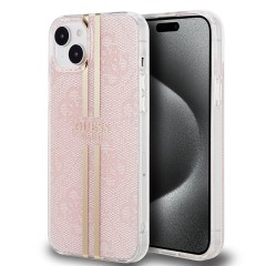Husa pentru iPhone 15 Plus / iPhone 14 Plus - Guess Hardcase IML 4G Gold Stripe (GUHCP15MH4PSEGP) - Pink Husa pentru iPhone 15 Plus / iPhone 14 Plus - Guess Hardcase IML 4G Gold Stripe (GUHCP15MH4PSEGP) - Pink