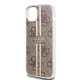 Husa pentru iPhone 15 Plus / iPhone 14 Plus - Guess Hardcase IML 4G Gold Stripe (GUHCP15MH4PSEGW) - Brown