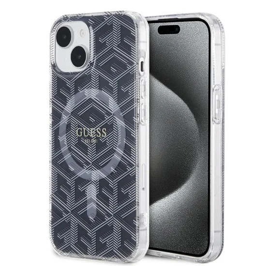 Husa pentru iPhone 15 Plus / iPhone 14 Plus - Guess IML GCube MagSafe (GUHMP15MHGCUSTGK) - Black Husa pentru iPhone 15 Plus / iPhone 14 Plus - Guess IML GCube MagSafe (GUHMP15MHGCUSTGK) - Black