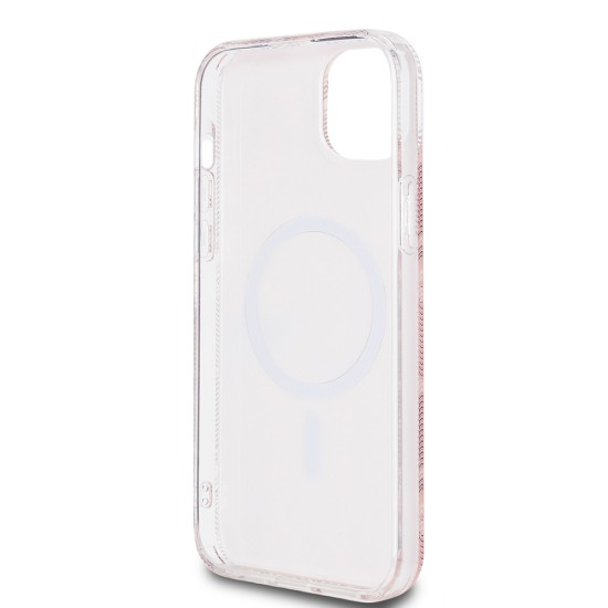 Husa pentru iPhone 15 Plus / iPhone 14 Plus - Guess IML GCube MagSafe (GUHMP15MHGCUSTGP) - Pink