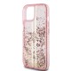 Husa pentru iPhone 15 Plus / iPhone 14 Plus - Guess Liquid Glitter Gold Stripes (GUHCP15MLFCSEGP) - Pink