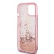 Husa pentru iPhone 15 Plus / iPhone 14 Plus - Guess Liquid Glitter Gold Stripes (GUHCP15MLFCSEGP) - Pink