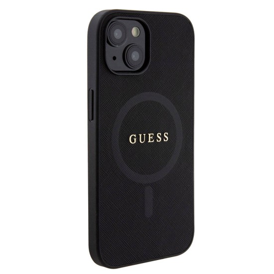 Husa pentru iPhone 15 Plus / iPhone 14 Plus - Guess Saffiano MagSafe (GUHMP15MPSAHMCK) - Black