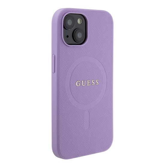 Husa pentru iPhone 15 Plus / iPhone 14 Plus - Guess Saffiano MagSafe (GUHMP15MPSAHMCU) - Purple