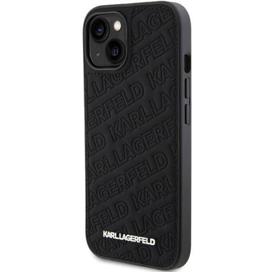 Husa pentru iPhone 15 Plus / iPhone 14 Plus - Karl Lagerfeld Diagonal Quilted K Pattern (KLHCP15MPQKPMK) - Black