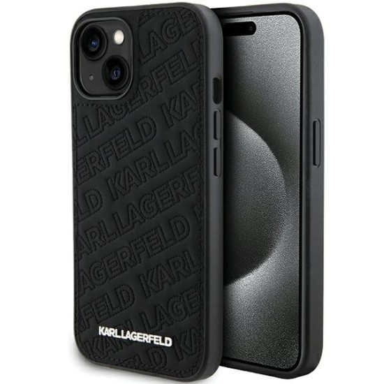 Husa pentru iPhone 15 Plus / iPhone 14 Plus - Karl Lagerfeld Diagonal Quilted K Pattern (KLHCP15MPQKPMK) - Black