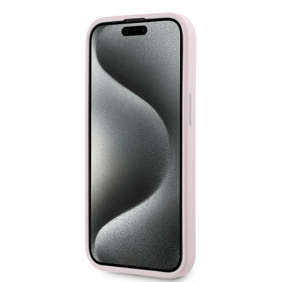 Husa pentru iPhone 15 Plus / iPhone 14 Plus - Karl Lagerfeld Diagonal Quilted Script (KLHCP15MPQDSMGP) - Pink