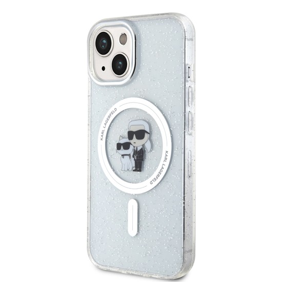 Husa pentru iPhone 15 Plus / iPhone 14 Plus - Karl Lagerfeld Glitter MagSafe (KLHMP15MHGKCNOT) - Karl&Choupette