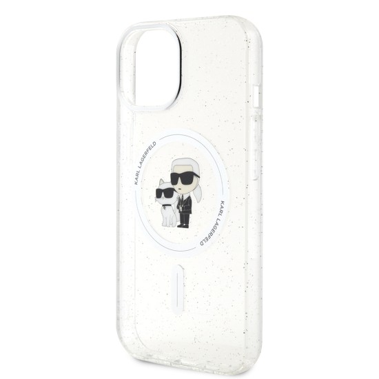 Husa pentru iPhone 15 Plus / iPhone 14 Plus - Karl Lagerfeld Glitter MagSafe (KLHMP15MHGKCNOT) - Karl&Choupette