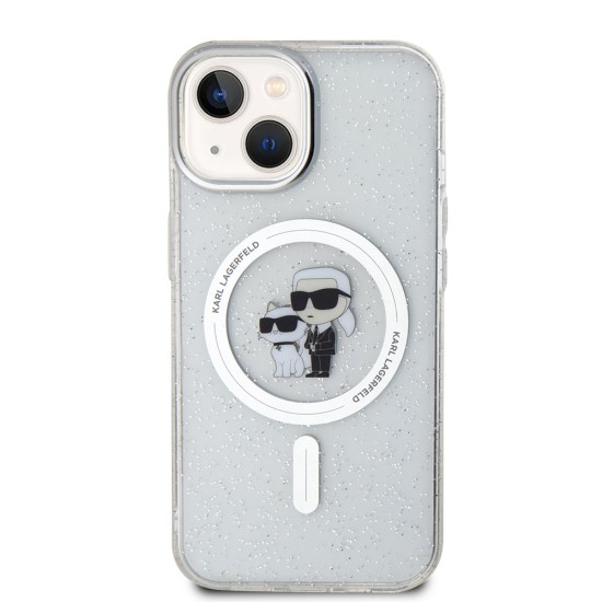 Husa pentru iPhone 15 Plus / iPhone 14 Plus - Karl Lagerfeld Glitter MagSafe (KLHMP15MHGKCNOT) - Karl&Choupette