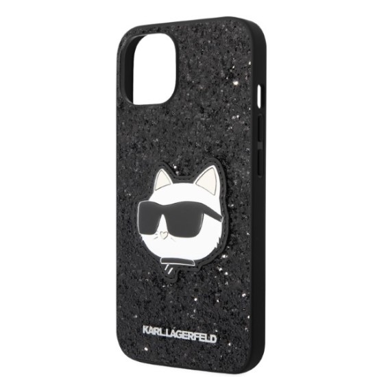 Husa pentru iPhone 15 Plus / iPhone 14 Plus - Karl Lagerfeld Hardcase Glitter (KLHCP14MG2CPK) - Choupette Patch