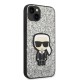 Husa pentru iPhone 15 Plus / iPhone 14 Plus - Karl Lagerfeld Hardcase Glitter (KLHCP14MGFKPG) - Silver Flakes Ikonik