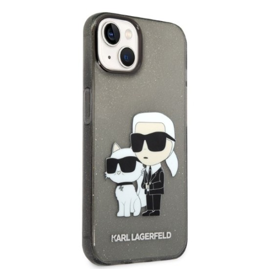 Husa pentru iPhone 15 Plus / iPhone 14 Plus - Karl Lagerfeld Hardcase Glitter (KLHCP14MHNKCTGK) - Karl&Choupette