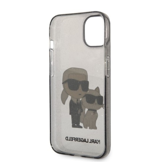 Husa pentru iPhone 15 Plus / iPhone 14 Plus - Karl Lagerfeld Hardcase Glitter (KLHCP14MHNKCTGK) - Karl&Choupette