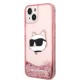 Husa pentru iPhone 15 Plus / iPhone 14 Plus - Karl Lagerfeld Hardcase Glitter (KLHCP14MLNCHCP) - Pink Choupette Head