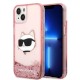 Husa pentru iPhone 15 Plus / iPhone 14 Plus - Karl Lagerfeld Hardcase Glitter (KLHCP14MLNCHCP) - Pink Choupette Head