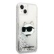 Husa pentru iPhone 15 Plus / iPhone 14 Plus - Karl Lagerfeld Hardcase Glitter (KLHCP14MLNCHCS) - Silver Choupette Head