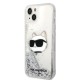 Husa pentru iPhone 15 Plus / iPhone 14 Plus - Karl Lagerfeld Hardcase Glitter (KLHCP14MLNCHCS) - Silver Choupette Head