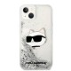 Husa pentru iPhone 15 Plus / iPhone 14 Plus - Karl Lagerfeld Hardcase Glitter (KLHCP14MLNCHCS) - Silver Choupette Head