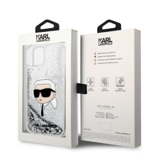 Husa pentru iPhone 15 Plus / iPhone 14 Plus - Karl Lagerfeld Hardcase Glitter (KLHCP14MLNKHCH) - Karl Head