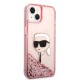 Husa pentru iPhone 15 Plus / iPhone 14 Plus - Karl Lagerfeld Hardcase Glitter (KLHCP14MLNKHCP) - Pink Karl Head