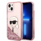 Husa pentru iPhone 15 Plus / iPhone 14 Plus - Karl Lagerfeld Hardcase Glitter (KLHCP14MLNKHCP) - Pink Karl Head