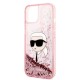 Husa pentru iPhone 15 Plus / iPhone 14 Plus - Karl Lagerfeld Hardcase Glitter (KLHCP14MLNKHCP) - Pink Karl Head