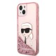 Husa pentru iPhone 15 Plus / iPhone 14 Plus - Karl Lagerfeld Hardcase Glitter (KLHCP14MLNKHCP) - Pink Karl Head