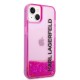 Husa pentru iPhone 15 Plus / iPhone 14 Plus - Karl Lagerfeld Hardcase Liquid Glitter (KLHCP14MLCKVF) - Pink Elong