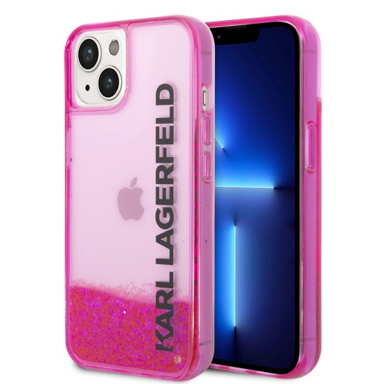 Husa pentru iPhone 15 Plus / iPhone 14 Plus - Karl Lagerfeld Hardcase Liquid Glitter (KLHCP14MLCKVF) - Pink Elong