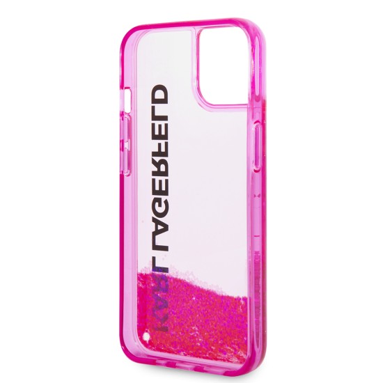 Husa pentru iPhone 15 Plus / iPhone 14 Plus - Karl Lagerfeld Hardcase Liquid Glitter (KLHCP14MLCKVF) - Pink Elong