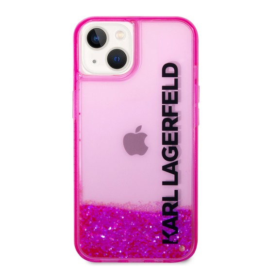 Husa pentru iPhone 15 Plus / iPhone 14 Plus - Karl Lagerfeld Hardcase Liquid Glitter (KLHCP14MLCKVF) - Pink Elong