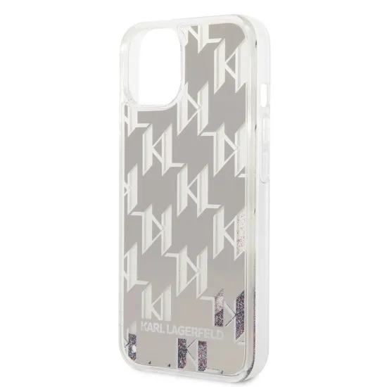 Husa pentru iPhone 15 Plus / iPhone 14 Plus - Karl Lagerfeld Hardcase Liquid Glitter (KLHCP14MLMNMS) - Silver Monogram Husa pentru iPhone 15 Plus / iPhone 14 Plus - Karl Lagerfeld Hardcase Liquid Glitter (KLHCP14MLMNMS) - Silver Monogram