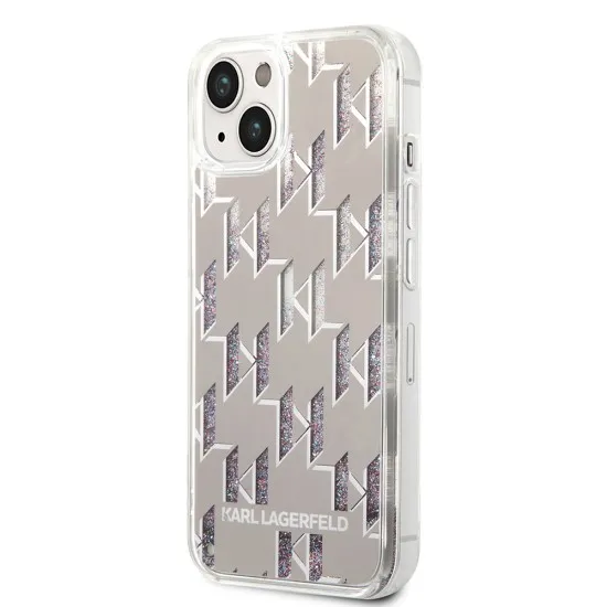 Husa pentru iPhone 15 Plus / iPhone 14 Plus - Karl Lagerfeld Hardcase Liquid Glitter (KLHCP14MLMNMS) - Silver Monogram Husa pentru iPhone 15 Plus / iPhone 14 Plus - Karl Lagerfeld Hardcase Liquid Glitter (KLHCP14MLMNMS) - Silver Monogram