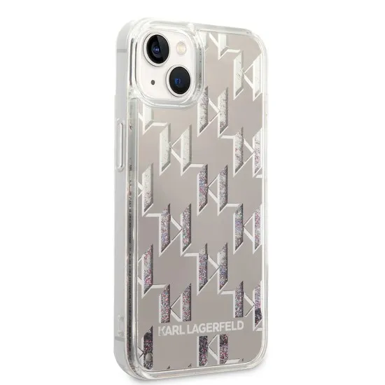 Husa pentru iPhone 15 Plus / iPhone 14 Plus - Karl Lagerfeld Hardcase Liquid Glitter (KLHCP14MLMNMS) - Silver Monogram Husa pentru iPhone 15 Plus / iPhone 14 Plus - Karl Lagerfeld Hardcase Liquid Glitter (KLHCP14MLMNMS) - Silver Monogram